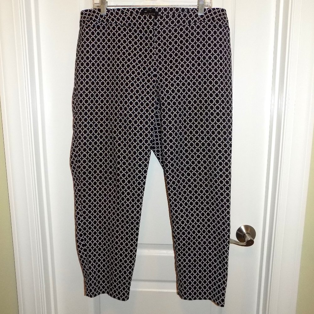 TALBOTS Womens Petite Hampshire Ankle Pants Black White 16P Petite Chain Print